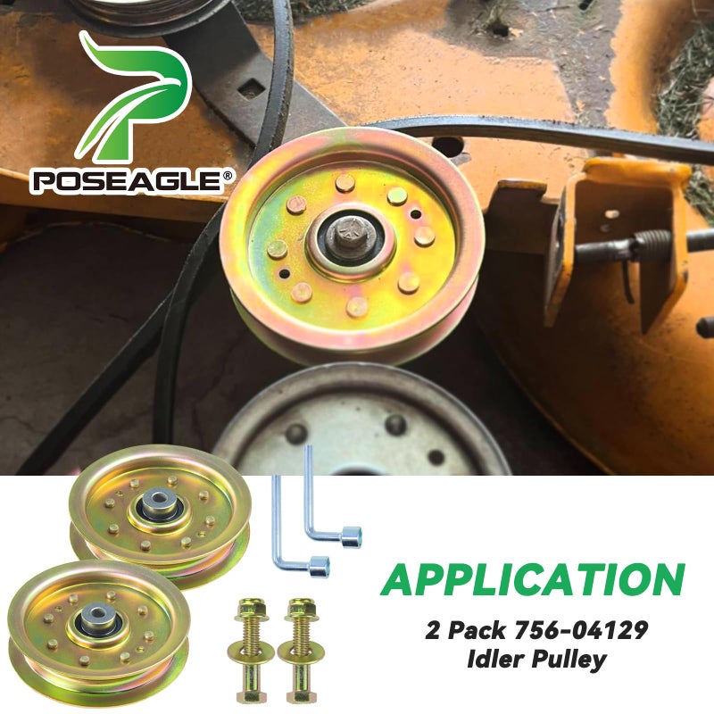 POSEAGLE 2 Pack 756-04129b Idler Pulley 4.25 Replaces MTD/Cub Cadet/Troy-Bilt 753-08171 756-04129 756-04129B 756-04129C 956-04129 for CC760 CC760ES FMZ50 M79GF SLT5400 LT1700 LT942G Lawn Mower Decks - Image 3